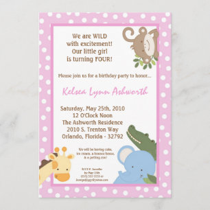 Invitación de cumpleaños de animales en la jungla 