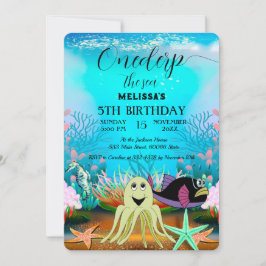 Invitación de cumpleaños de animales marinos al ac