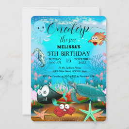 Invitación de cumpleaños de animales marinos al ac