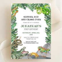 Invitación de cumpleaños de animales reptiles para