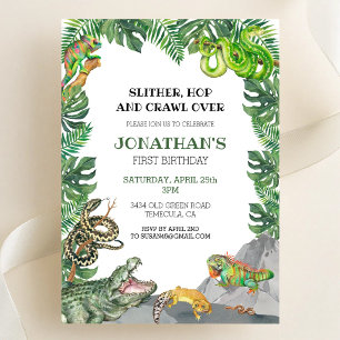 Invitación de cumpleaños de animales reptiles para