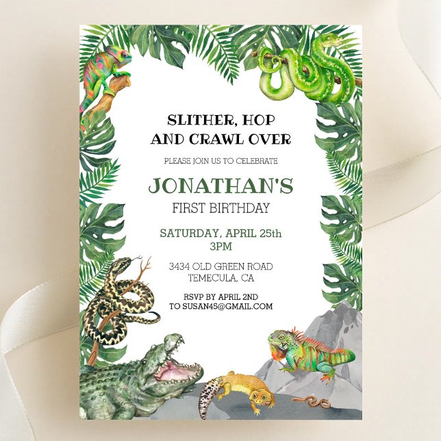 Invitación de cumpleaños de animales reptiles para (Subido por el creador)