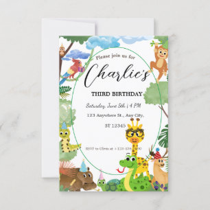 Invitación de cumpleaños de Animales Salvajes para