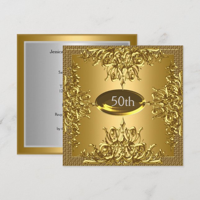 Invitación de cumpleaños de aniversario de 50 años (Anverso / Reverso)