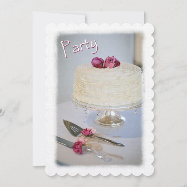 Invitación de cumpleaños de aniversario de pastel  (Anverso)