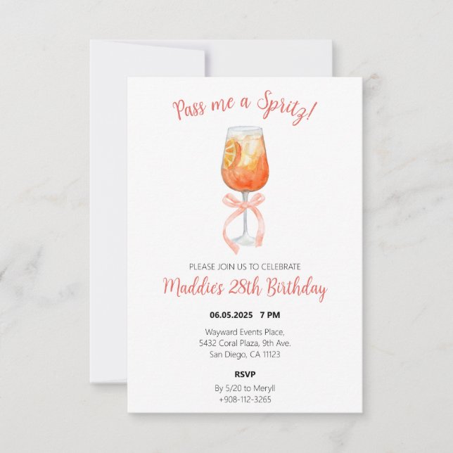Invitación de cumpleaños de Aperol Spritz (Anverso)