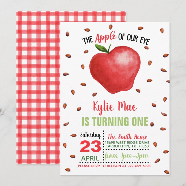 Invitación de cumpleaños de Apple - Manzana de nue