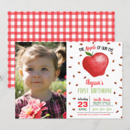 Invitación de cumpleaños de Apple of Our Eye con f