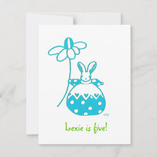 Invitación de cumpleaños de Aqua Daisy Bunny
