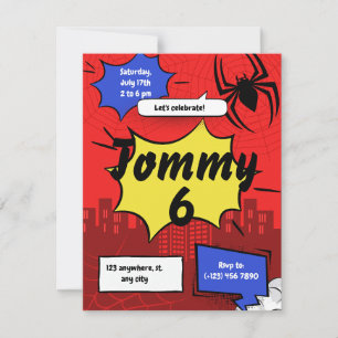 Invitación de cumpleaños de araña de superhéroe pa