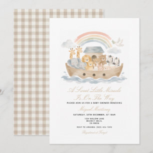 Invitación de Cumpleaños de Arca de Noé en Crema B