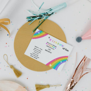 Invitación de cumpleaños de arcoíris brillante