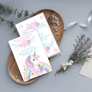 Invitación de cumpleaños de arcoíris de unicornio 