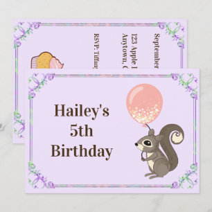Invitación de cumpleaños de ardilla adorable