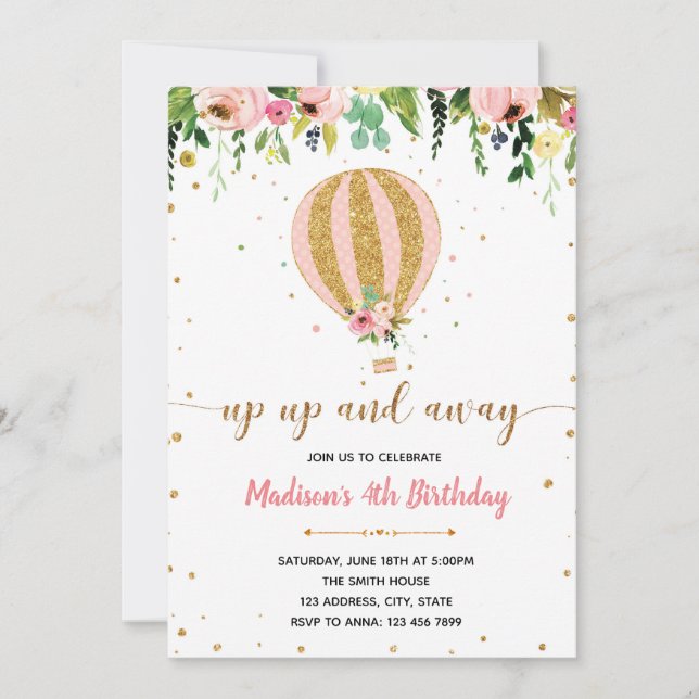 Invitación de cumpleaños de arriba y abajo (Anverso)