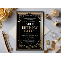Invitación de cumpleaños de Art Deco Roaring 20