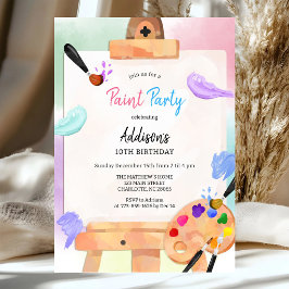 Invitación de cumpleaños de arte de fiesta de pint