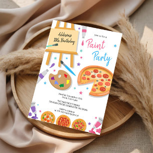 Invitación de cumpleaños de arte de fiesta de pint
