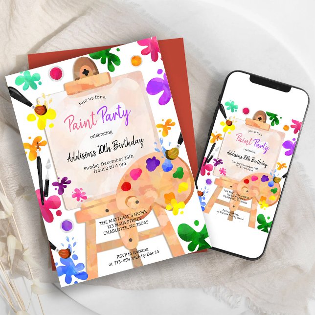 Invitación de cumpleaños de arte de fiesta de pint (Subido por el creador)
