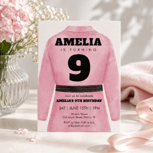 Invitación de cumpleaños de artes marciales rosa p