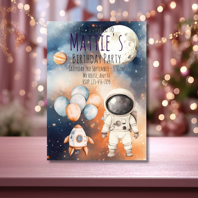 Invitación de Cumpleaños de Astronauta del Espacio (Subido por el creador)