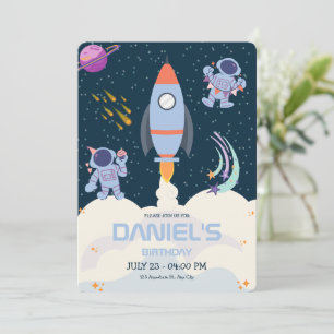 Invitación de cumpleaños de astronauta del espacio