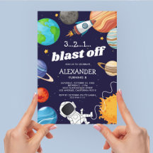 Invitación de cumpleaños de astronauta espacial