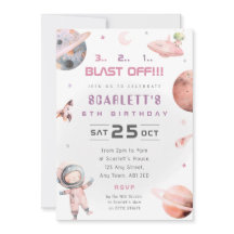 Invitación de cumpleaños de astronauta espacial ro