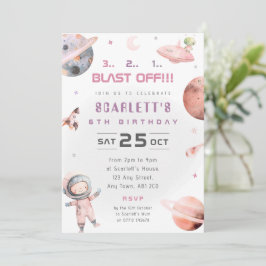 Invitación de cumpleaños de astronauta espacial ro