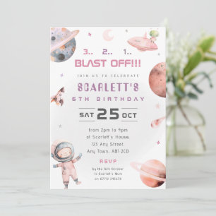 Invitación de cumpleaños de astronauta espacial ro