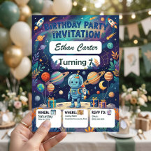Invitación de cumpleaños de astronauta - Espacio p