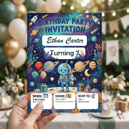 Invitación de cumpleaños de astronauta - Espacio p
