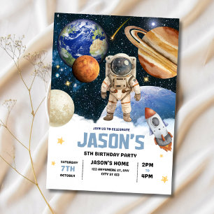 Invitación de cumpleaños de astronauta Galaxia del