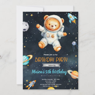 Invitación de cumpleaños de astronauta oso
