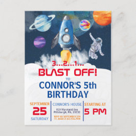 Invitación de cumpleaños de astronauta para fiesta