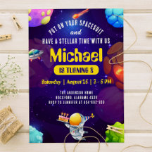 Invitación de cumpleaños de Astronauta Space Galax