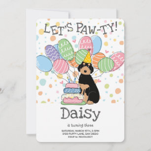 Invitación de cumpleaños de Aussiedoodle negro y c