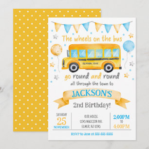 Invitación de cumpleaños de autobús escolar / Rued