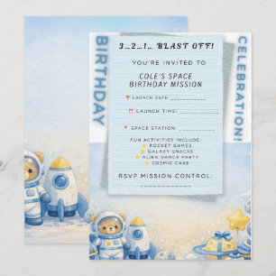 Invitación de cumpleaños de aventura espacial – As