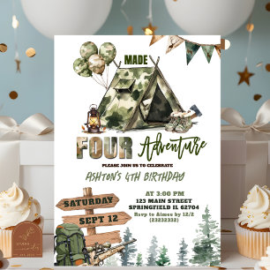 Invitación de cumpleaños de aventura HECHA CUATRO