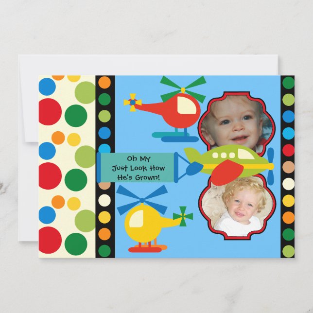 Invitación de cumpleaños de aviación personalizada (Anverso)