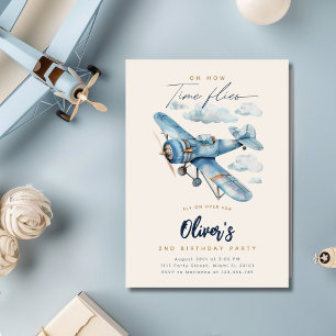 Invitación de cumpleaños de avión Avión vintage
