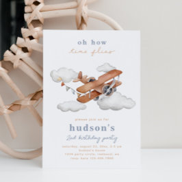 Invitación de cumpleaños de avión de época | Avión