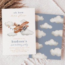 Invitación de cumpleaños de avión de época | Avión