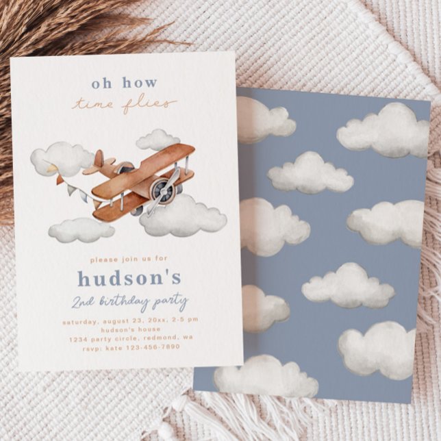 Invitación de cumpleaños de avión de época | Avión (Subido por el creador)