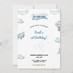 Invitación de cumpleaños de avión dulce y lindo