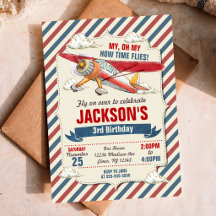 Invitación de cumpleaños de avión / Fiesta de tiem