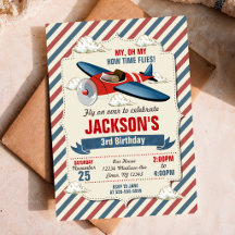 Invitación de cumpleaños de avión / Fiesta de tiem