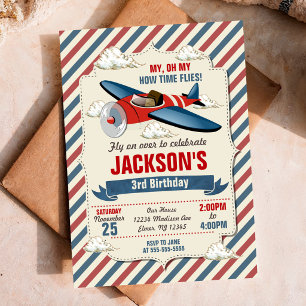 Invitación de cumpleaños de avión / Fiesta de tiem