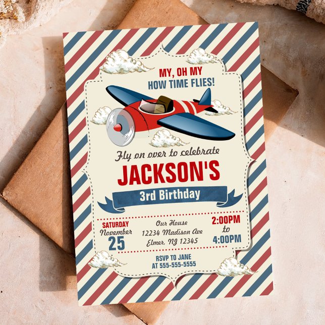 Invitación de cumpleaños de avión / Fiesta de tiem (Subido por el creador)